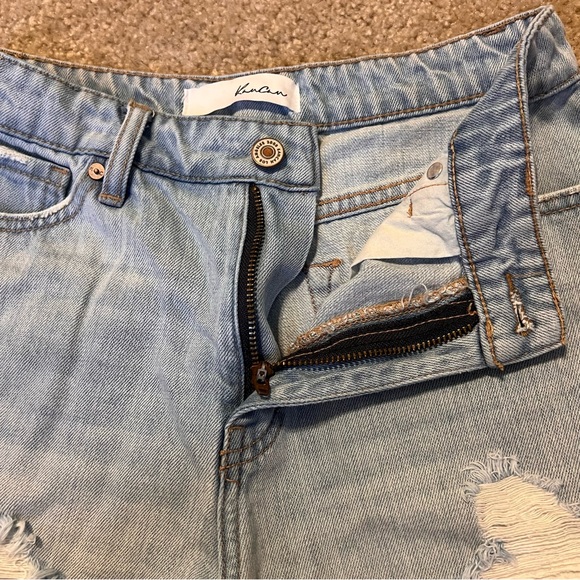 Women's Kancan Denim Shorts High Rise Size S  Light Wash w/ Distressing - Picture 3 of 6
